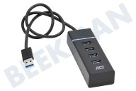 ACT AC6300  Hub de 4 puertos USB 3.0 adecuado para entre otros USB 3.0, negro