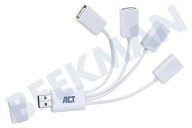 Universeel AC6210  Hub adecuado para entre otros USB 2.0 Blanco Concentrador USB flexible de 4 puertos adecuado para entre otros USB 2.0 Blanco