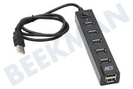 ACT AC6215  Hub USB de 7 puertos adecuado para entre otros USB 2.0, negro