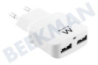 Ewent  EW1302 2 puertos USB cargador inteligente 2.4A adecuado para entre otros uso universal