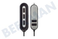 Ewent EW1355  Cargador de coche USB de 5 puertos 10.8A adecuado para entre otros Adecuado para automóviles y camiones