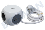 ACT  AC2420 Regleta cubo 3 tomas, 2x USB-C, 1x USB-A adecuado para entre otros triple incluyendo 3x USB-C/A, blanco