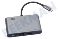 ACT AC7040  Adaptador multipuerto USB-C -HDMI con Ethernet y concentrador USB adecuado para entre otros con ethernet y concentrador USB