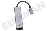 ACT  AC7055 Concentrador USB-C 3.2 de 3 puertos con puerto Gigabit Ethernet adecuado para entre otros USB-C 3.2 (USB 3.0)