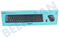 Logitech LOGZMK220U  920-003161 MK220 Juego de ratón + teclado, negro, inalámbrico adecuado para entre otros Negro, diseño de EE. UU.