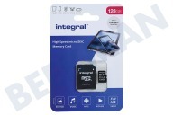 Integral INMSDX128G-100V10  Tarjeta micro SDHC de alta velocidad V10 de 128 GB adecuado para entre otros Tarjeta Micro SDHC 128GB 100MB / s