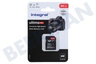 Integral INSDX64G-100/70V30  V30 UltimaPro X2 SDXC Tarjeta de memoria 64GB adecuado para entre otros Tarjeta V30 SDXC 64GB 100MB / s