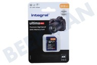 Integral INSDX512G-100/80V30  V30 UltimaPro X2 SDXC Tarjeta de memoria 512GB adecuado para entre otros Tarjeta V30 SDXC 512GB 100MB / s