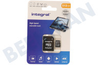 Integral  INMSDX512G-100V30 Tarjeta micro SDHC V30 de alta velocidad de 512 GB adecuado para entre otros Tarjeta Micro SDHC 512GB 100MB/s