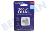 Integral INFD64GB360CDL3.0  Unidad flash 360-C Dual Typer-C y USB 3.0 de 64 GB adecuado para entre otros Unidad flash USB-C y USB 3.0