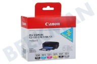 Canon CANBP550P Impresora Canon Cartucho de tinta adecuado para entre otros Pixma MX925, MG5450 PGI 550 CLI 551 Paquete múltiple BK/BK/GY/C/M/Y adecuado para entre otros Pixma MX925, MG5450