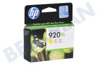 HP 920 XL Yellow Cartucho de tinta adecuado para entre otros Officejet 6000, 6500 920XL Amarillo