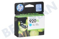 HP 920 XL Cyan Cartucho de tinta adecuado para entre otros Officejet 6000, 6500 920XL cian