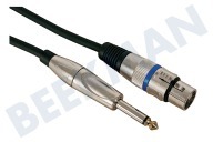 Universeel PAC112  Cable de micrófono XLR hembra a 6,35 mm Jack 10 metros adecuado para entre otros Micrófono, instrumento