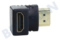 Easyfiks  Adaptador de enchufe, HDMI Male - Mujer Mujer, ángulo recto 90 Gr. adecuado para entre otros Adaptador de enchufe, chapado en oro