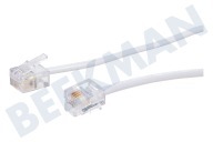 Easyfiks  Cable Teléfono blanco, 2x RJ11 Male 6p4c, 2,5 Meter adecuado para entre otros 2,5 metros, blanca
