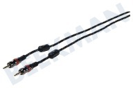 Reliance BMM201  Jack Cable 2 x 3,5 mm estéreo 1,5 m masculino, Dorado adecuado para entre otros 1.5 Meter, Negro, bata de algodón chapado en oro