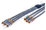 Hirschmann 695020348  Cable RCA adecuado para entre otros 1.8 Meter, Dorado Cable de componentes, 3x Tulip RCA macho - 3x Tulip RCA macho adecuado para entre otros 1.8 Meter, Dorado