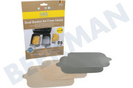 NoStik  1 FFF 490 Forro para freidora de aire de doble cesta, 4 piezas adecuado para entre otros Película protectora y para hornear, 4 piezas