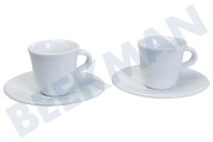 DeLonghi 5513283721 DLSC308 Tazas de espresso de porcelana adecuado para entre otros Bebidas calientes