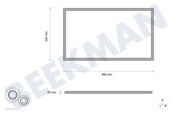 Liebherr Refrigerador Junta 890x525mm, Sección de refrigeración