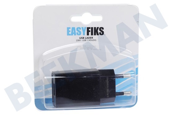 Easyfiks  Cargador USB 230 voltios 2.1A / 5 voltios 1 puerto negro