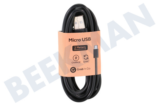 Universeel  Cable USB adecuado para Universeel Micro USB, negro, 200 cm