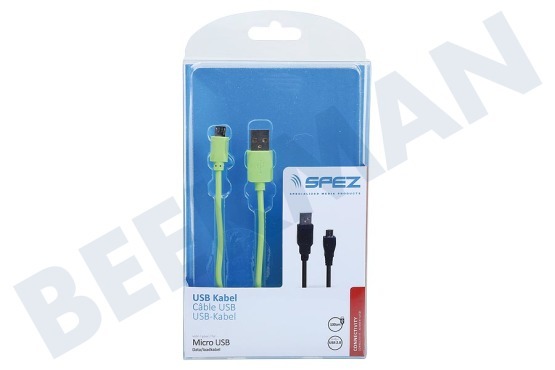 Spez  Cable USB Micro USB, Verde, 100 cm