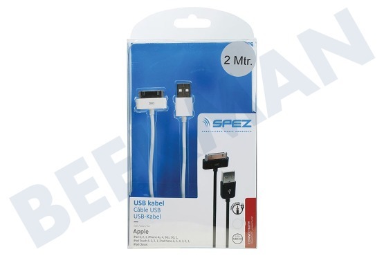 Spez  Cable USB Conector Apple Dock, blanco, 200cm
