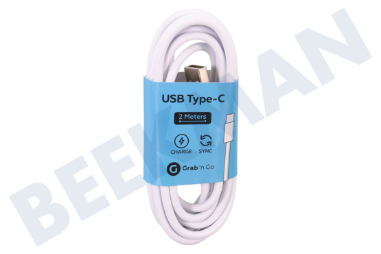 Universeel  Cable USB adecuado para Universeel USB Tipo C macho a USB Tipo A macho, blanco 2 metros