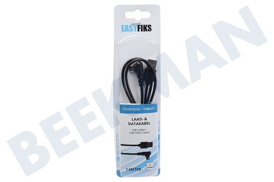 Easyfiks  Cable de datos y carga USB tipo C 90 grados 100 cm negro