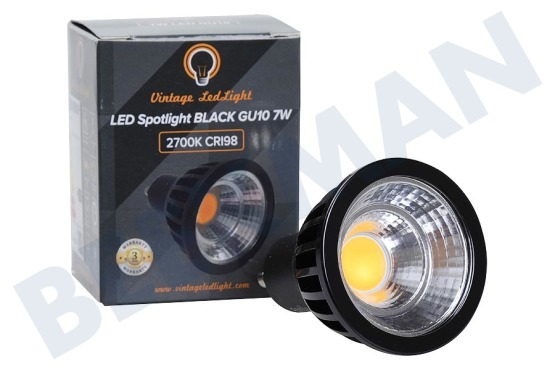 Vintage LedLight  Foco LED GU10 Negro 7 Watt, 2700K