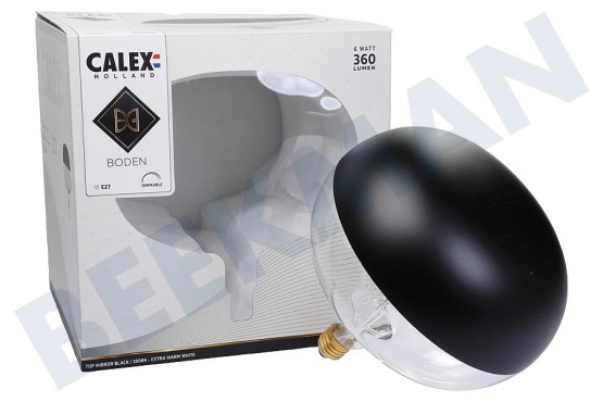 Calex  2101000100 Espejo LED XXL con cabeza de adoquín, negro, 6 vatios, E27