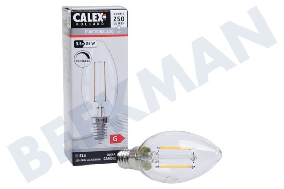 Pelgrim  1105005300 Lámpara de vela de filamento de vidrio LED Calex, transparente, 3,5 vatios, 250 lm