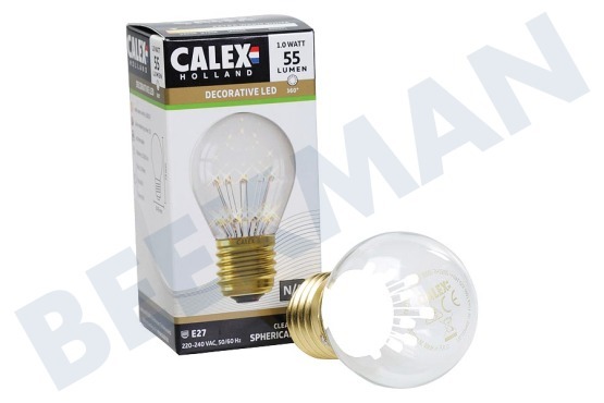 Calex  1301004400 Calex Pearl Lámpara de bola LED 240 V, 0,9 W, E27 P45, 14 LED
