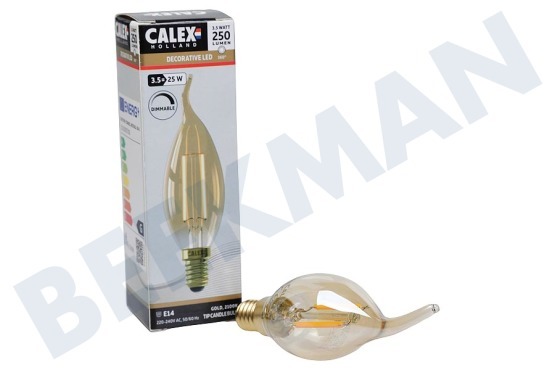 Calex  1101005700 Lámpara de vela LED con punta de filamento de vidrio completo, 3,5 vatios, 250 lm E14