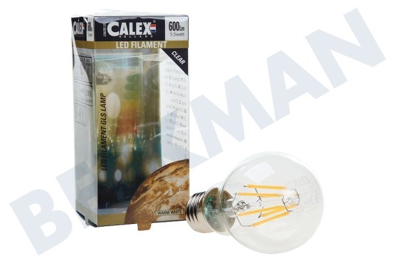 Calex  425206 Calex Full LED de vidrio de filamento de la lámpara estándar 5.5W 600lm E27