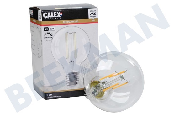 Calex  1101002300 Lámpara LED de globo de filamento largo de vidrio completo de 3,5 vatios, E27