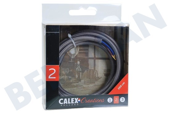 Calex  940218 Calex Cable Enrollado Textil Gris 1,5m