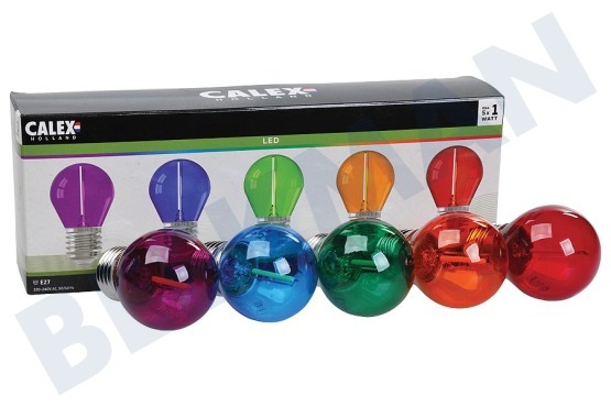 Calex  473434 Lámpara esférica LED de colores 220-240 V, 1W, paquete de 5