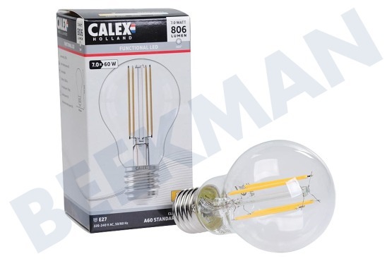 Calex  1101001301 Lámpara LED estándar de filamento de vidrio completo de 7 vatios, 806 lm E27
