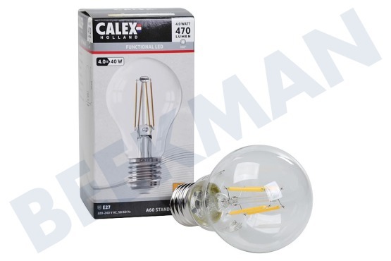 Calex  1101001200 Lámpara LED estándar de filamento de vidrio completo, transparente, 4 W, E27