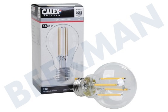 Calex  1101001401 Calex LED Lámpara estándar de filamento de vidrio completo transparente 8 vatios