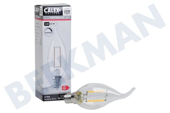 Calex  1101005600 Lámpara de vela LED con punta de filamento de vidrio completo, transparente, 3,5 W, E14
