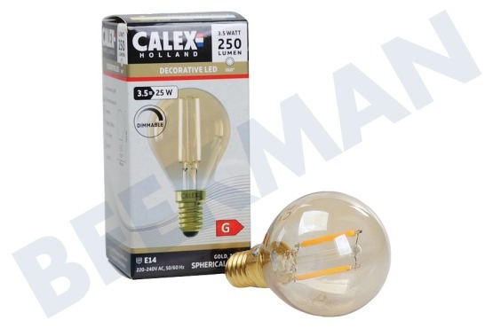 Calex  1101004400 Filamento de vidrio completo LED 3.5 Watt, E14 Gold P45