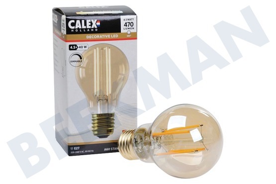 Calex  1101006500 Bombilla LED estándar de filamento de vidrio completo de 4 vatios, E27