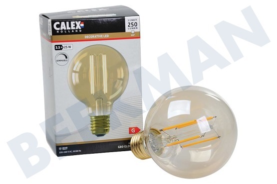 Calex  1101002400 Bombilla de globo LED de filamento de vidrio completo de 3,5 vatios, E27