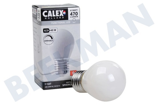 Calex  1101004800 Lámpara de bola LED Softline de filamento de vidrio completo de 4,5 vatios, E27