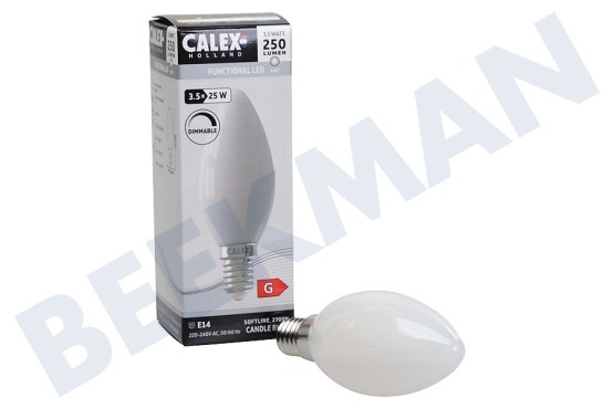 Calex  1101005400 Lámpara de vela LED Softline de filamento de vidrio completo de 3,5 vatios, E14