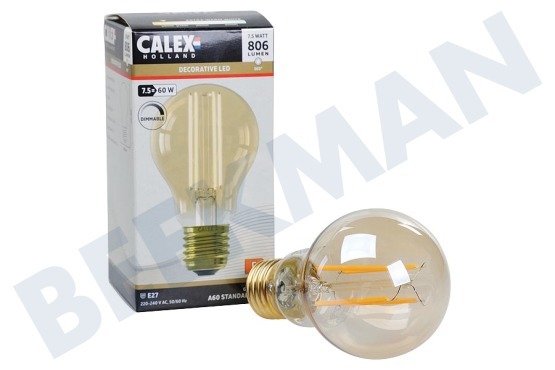 Calex  1101007300 Bombilla LED estándar de filamento de vidrio completo de 7,5 W, E27